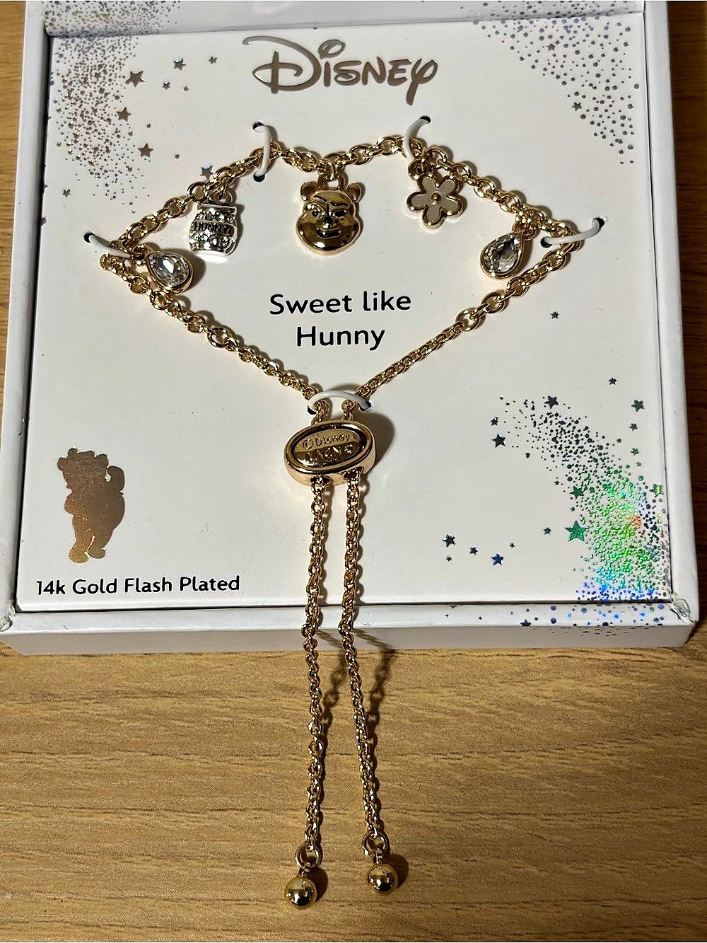 NWT Disney Winnie the Pooh "Sweet like Hunny" Bolo Bracelet 14k Gold Plated
